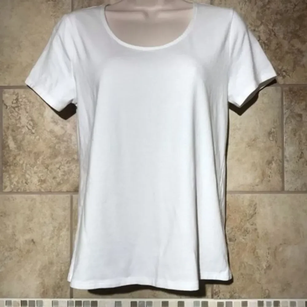 Magaschoni White Short Sleeve Round Neck T-Shirt Size S Casual
